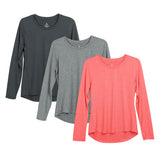 icyzone Long Sleeve Workout Shirts for Women - 3 Pack Athletic T Shirt, Running Exercise Yoga Tops