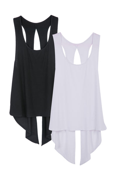 icyzone Dames Tanktop Sporttop Racerback Fitness Yoga Mouwloze Shirts (L, White icyzone Dames Tanktop Sporttop Racerback Fitness Yoga Mouwloze Shirts (L, White