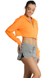 icyzone Long Sleeve Crop Top Zip Up Hoodie Workout Clothes Sweatshirts for Women