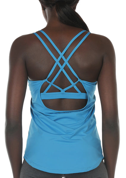 icyzone Workout Tank Tops Built in Bra - Women's Strappy Athletic