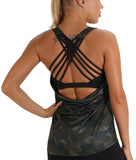 TK1 icyzone Women's Workout Yoga Strappy Crisscross Racerback Tank Tops with Built in Bra