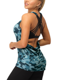 TK1 icyzone Women's Workout Yoga Strappy Crisscross Racerback Tank Tops with Built in Bra