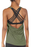 TK1 icyzone Women's Workout Yoga Strappy Crisscross Racerback Tank Tops with Built in Bra