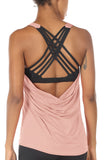 TK1 icyzone Women's Workout Yoga Strappy Crisscross Racerback Tank Tops with Built in Bra