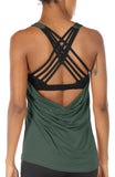 TK1 icyzone Women's Workout Yoga Strappy Crisscross Racerback Tank Tops with Built in Bra