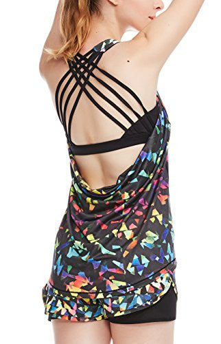 TK1 icyzone Women's Workout Yoga Strappy Crisscross Racerback Tank Tops  with Built in Bra