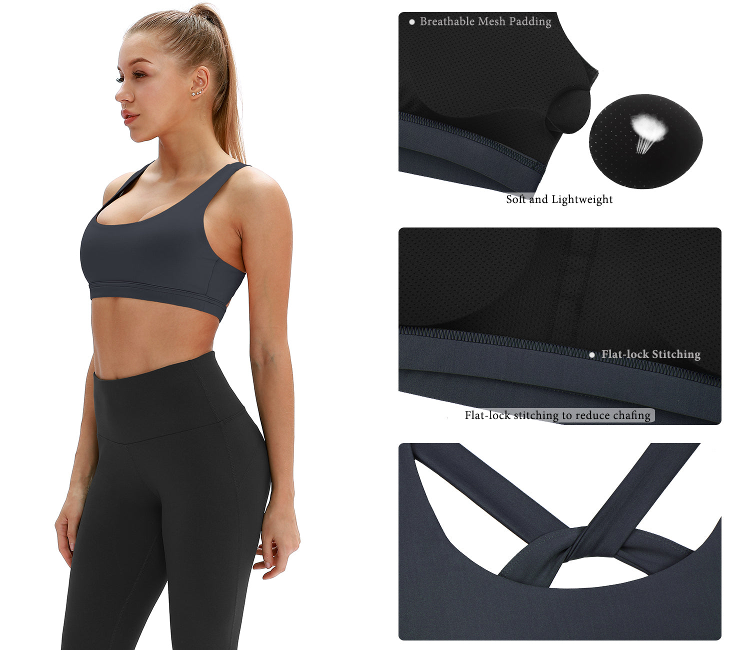 B-Code ZTG9100-Lady Quick Dry Running, Fitness and Yoga Sports Bra (Black)  2024, Buy B-Code Online