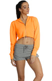 icyzone Long Sleeve Crop Top Zip Up Hoodie Workout Clothes Sweatshirts for Women