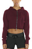 icyzone Long Sleeve Crop Top Zip Up Hoodie Workout Clothes Sweatshirts for Women