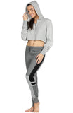 icyzone Long Sleeve Crop Top Zip Up Hoodie Workout Clothes Sweatshirts for Women