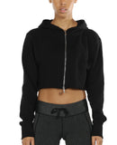 icyzone Long Sleeve Crop Top Zip Up Hoodie Workout Clothes Sweatshirts for Women