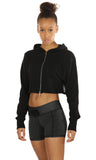 icyzone Long Sleeve Crop Top Zip Up Hoodie Workout Clothes Sweatshirts for Women
