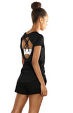 TK17 icyzone Activewear Fitness Yoga Tops Workout V Neck Open Back T-Shirts for Women