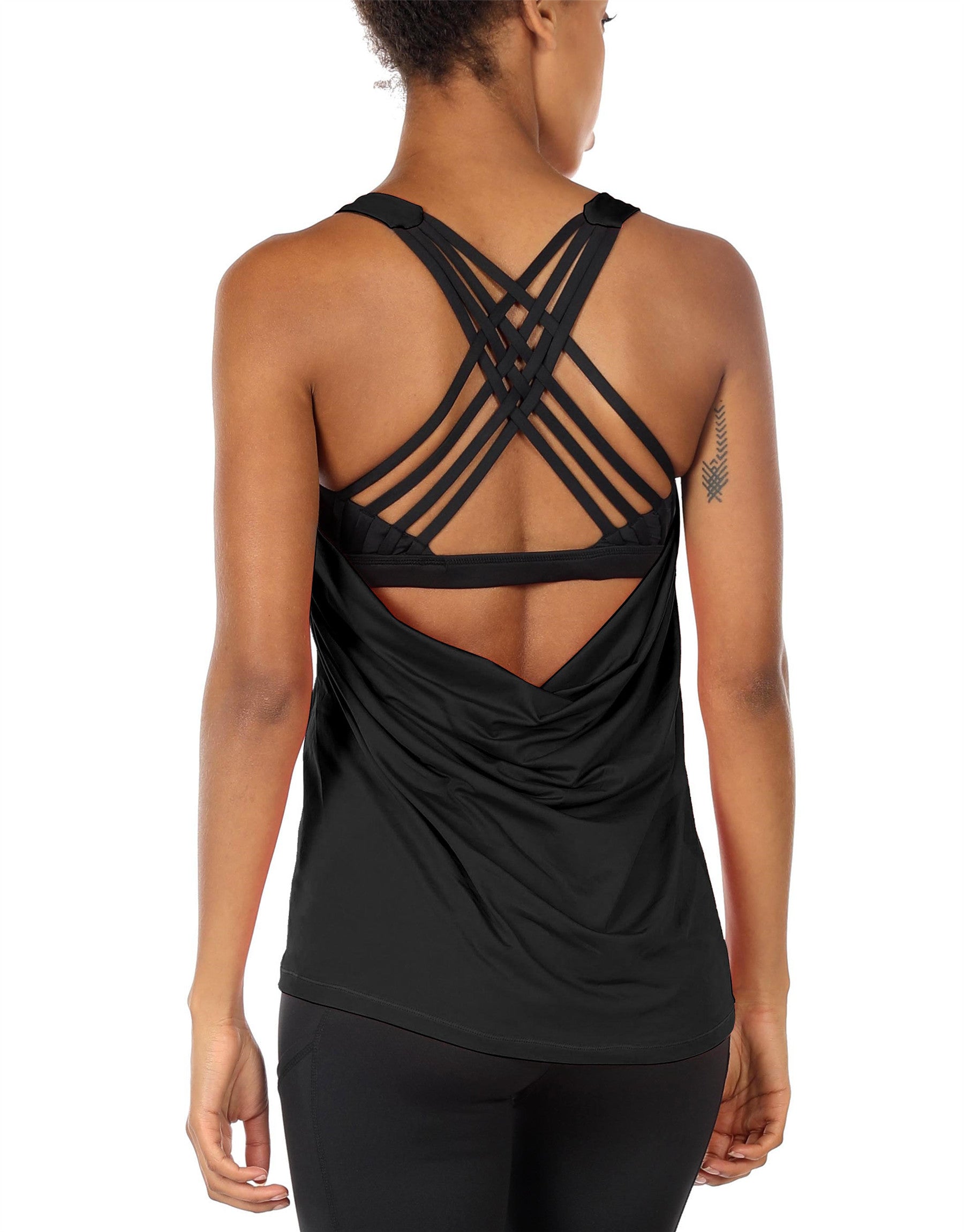 TK1 icyzone Women's Workout Yoga Strappy Crisscross Racerback Tank Tops  with Built in Bra