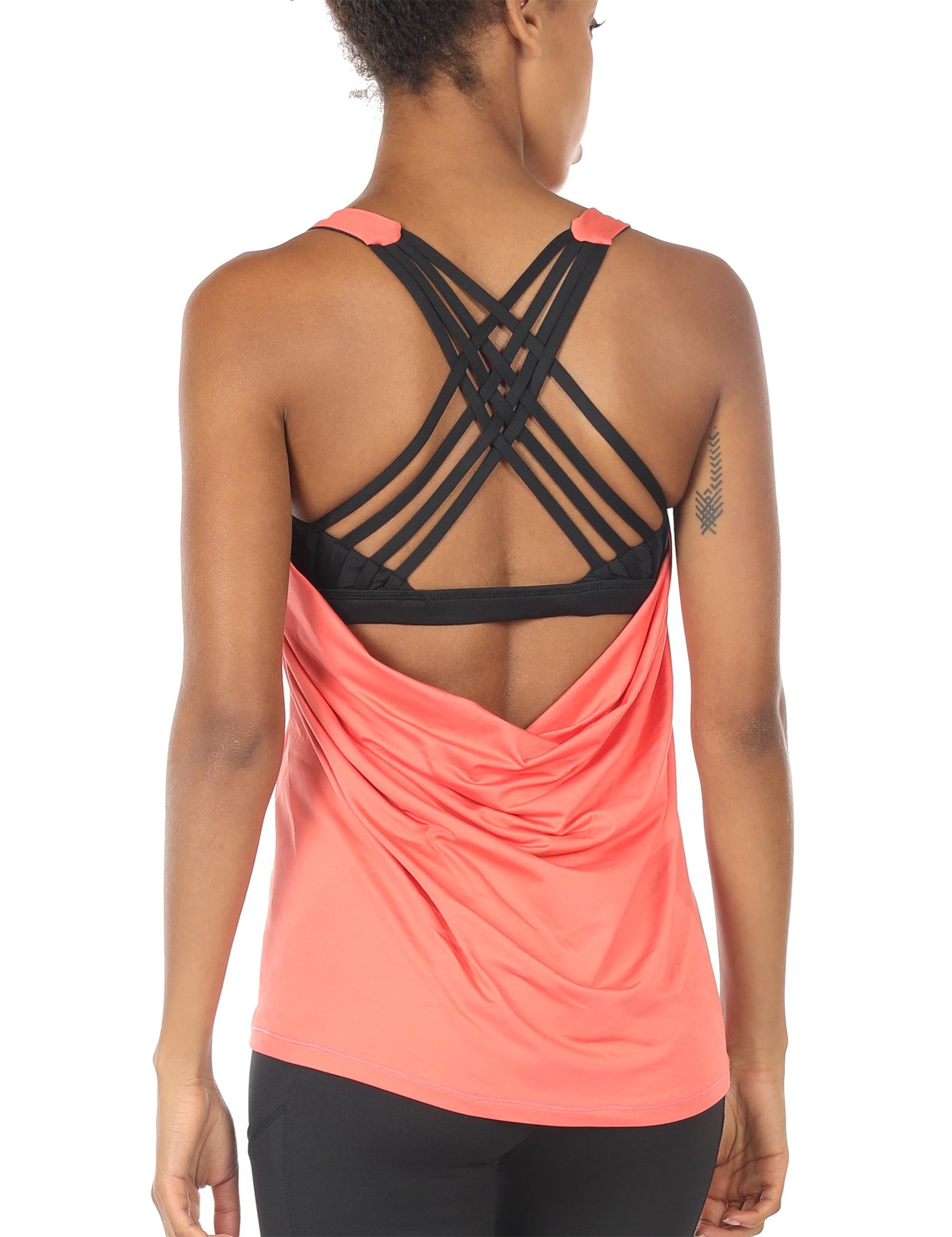 Women's Racerback Tank Tops with Built-in Bra for Workout and Yoga