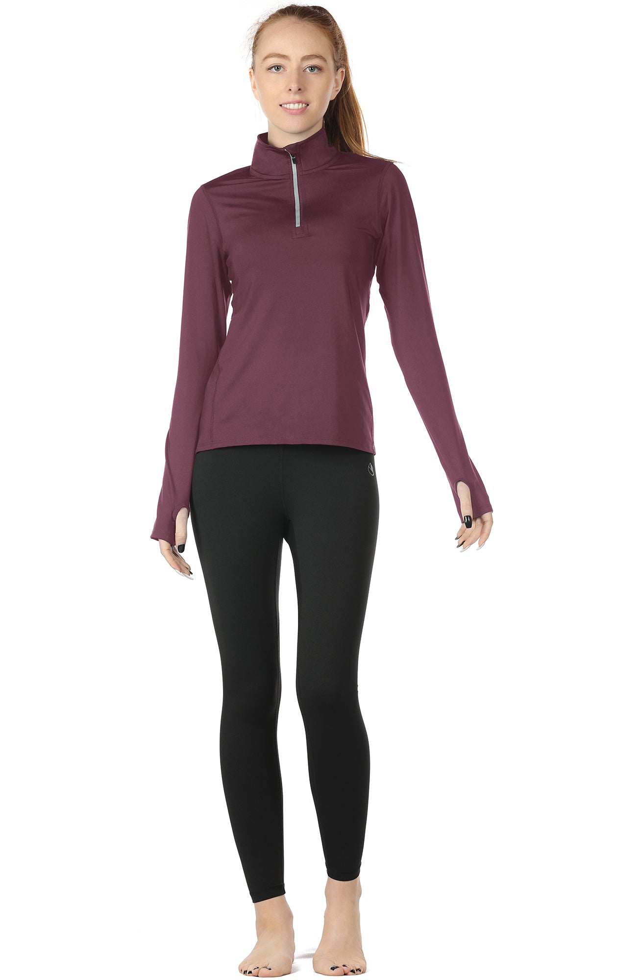 Xianreng Women's Long Sleeve Top Sweatshirt Yoga Half Zip Slim Fit Stand  Collar Pullover Running Tops Athletic Activewear Sports Gym Fitness Shirts  Ti