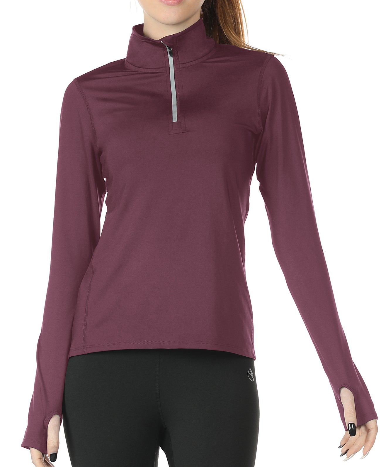 Women's Long Sleeve Workout Tops Quarter Zip Athletic Running Sweatshirt  Pullover