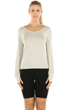 icyzone Long Sleeve Knit Tops for Women - V Neck Undershirts Casual T Shirts with Thumb Holes
