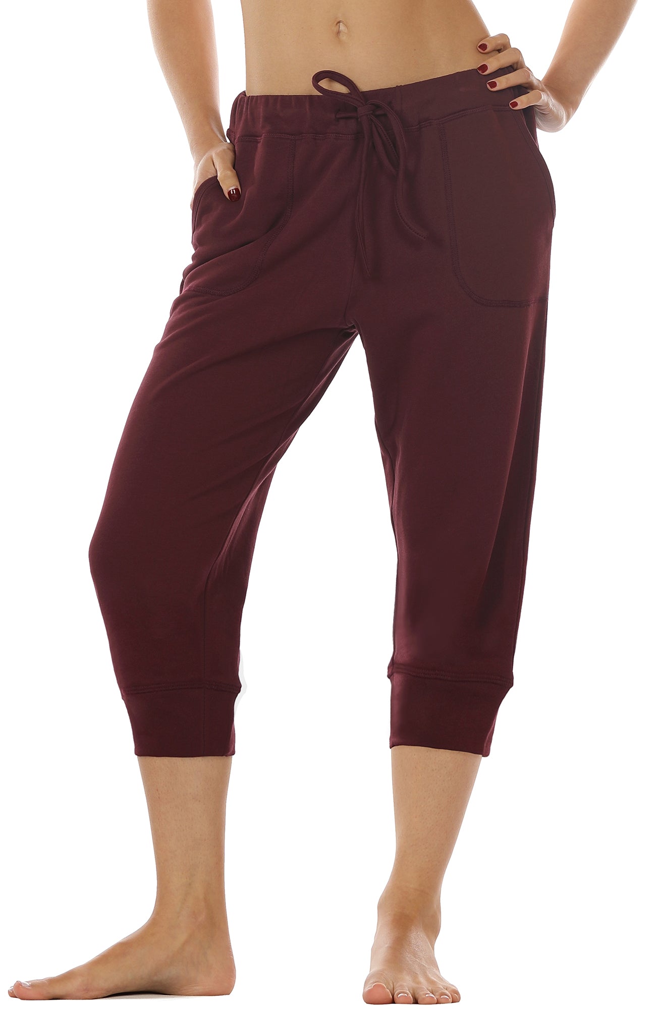 icyzone Women's French Terry Jogger Lounge Sweatpants - Active Capri Pants  for Women