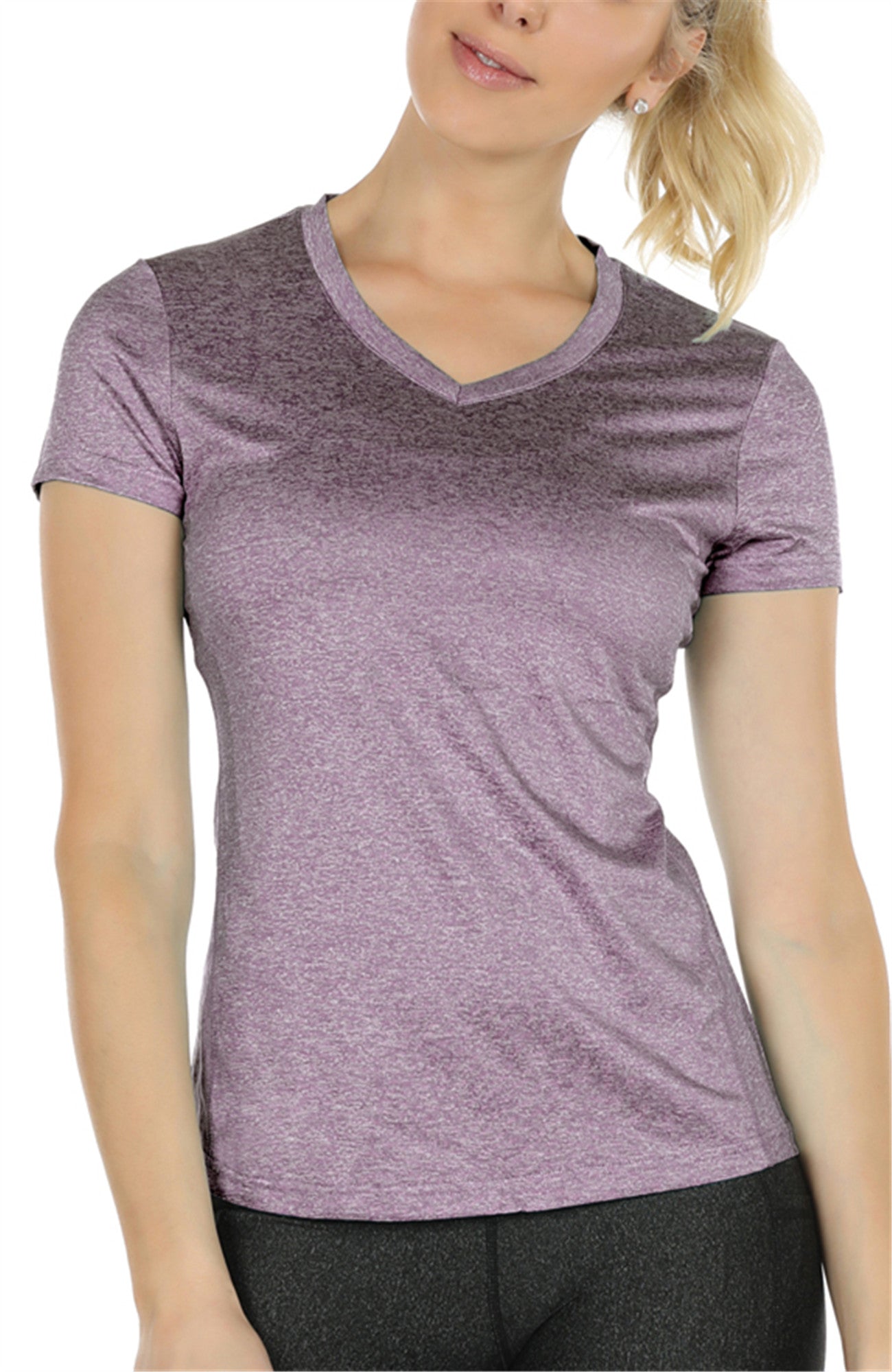 icyzone Dames T-shirt korte mouwen V-hals yoga tops casual sport shirt icyzone Dames T-shirt korte mouwen V-hals yoga tops casual sport shirt
