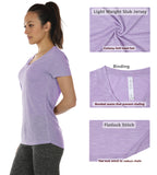 icyzone Workout Shirts for Women - Yoga Tops Activewear Gym Shirts Running Fitness V-Neck T-Shirts