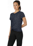 icyzone Workout Shirts for Women - Yoga Tops Gym Clothes Running Exercise Athletic Tie Front T-Shirts