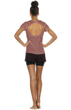 T7 icyzone Activewear Fitness Yoga Tops Workout V Neck Open Back T-Shirts for Women