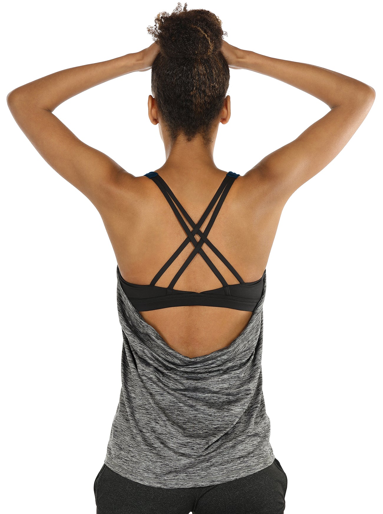 TK1 icyzone Women's Workout Yoga Strappy Crisscross Racerback Tank Tops  with Built in Bra