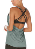 TK1A icyzone Workout Tank Tops Built in Bra - Women's Strappy Athletic Yoga Tops, Exercise Running Gym Shirts