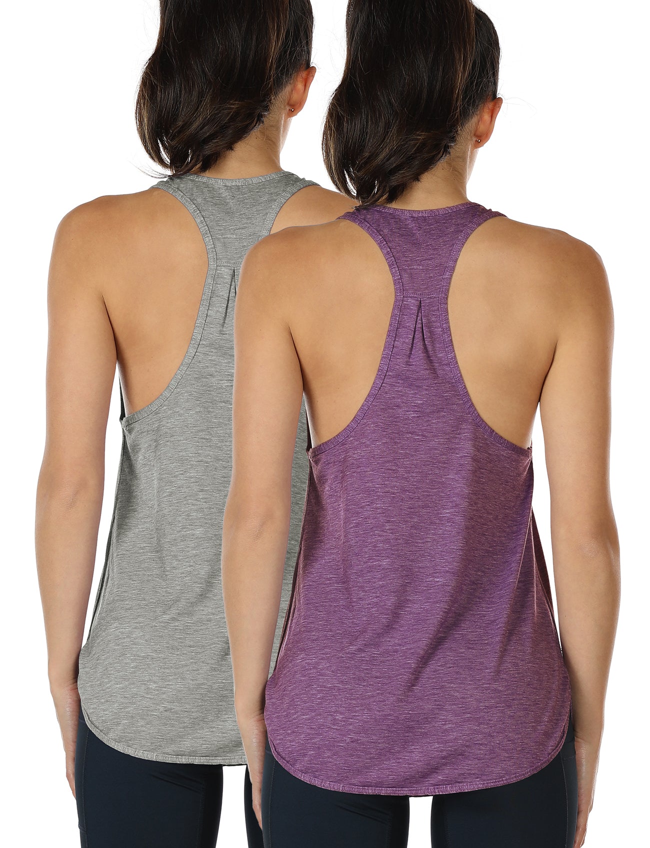 icyzone Workout tanktops voor vrouwen - atletische yoga tops, racerback running tank top, gym oefening shirts (Pack van 2), Donkergrijs/Groen, L icyzone Workout tanktops voor vrouwen - atletische yoga tops, racerback running tank top, gym oefening shirts (Pack van 2), Donkergrijs/Groen, L