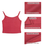 icyzone Spaghetti Strap Tank Crop Top - Sleeveless Open Back Cotton Ribbed Knit Cami Shirts Women