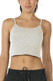icyzone Spaghetti Strap Tank Crop Top - Sleeveless Open Back Cotton Ribbed Knit Cami Shirts Women