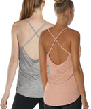 icyzone Workout Tank Tops for Women - Athletic Yoga Tops Open Back Strappy Running Shirts (Pack of 2)