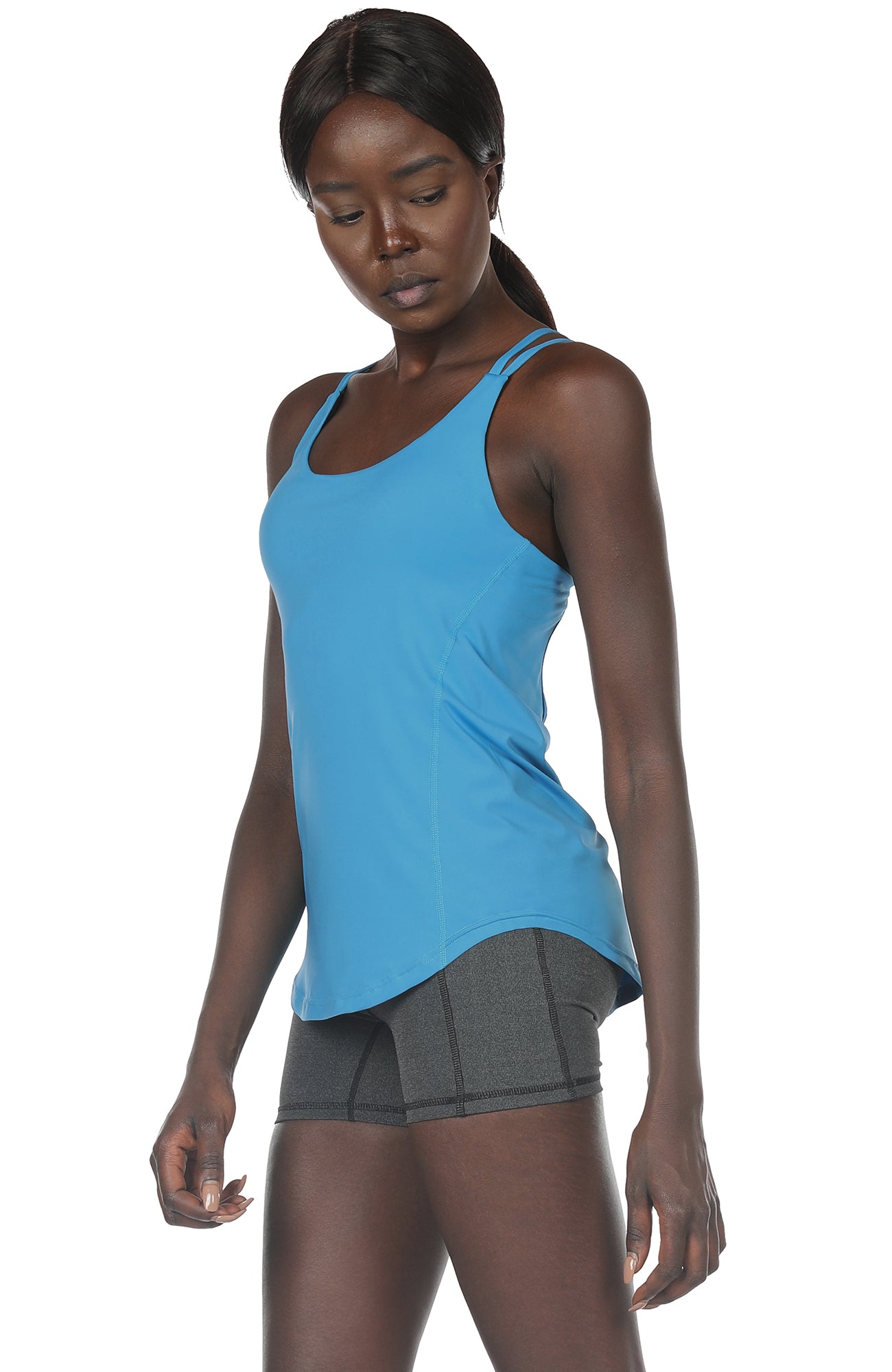 icyzone Women's Workout Tank Tops with Built in Bra - Longline