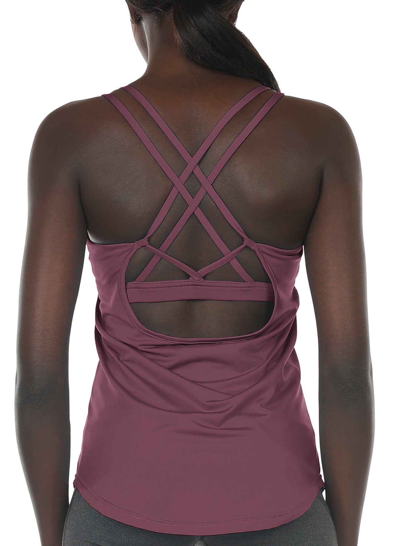 icyzone Workout Tank Tops Built in Bra - Women's Strappy Athletic Yoga Tops,  Exe