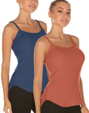 icyzone Undershirts Tank Tops for Women - Spaghetti Adjustable Strap Cami Tops(Pack of 2)