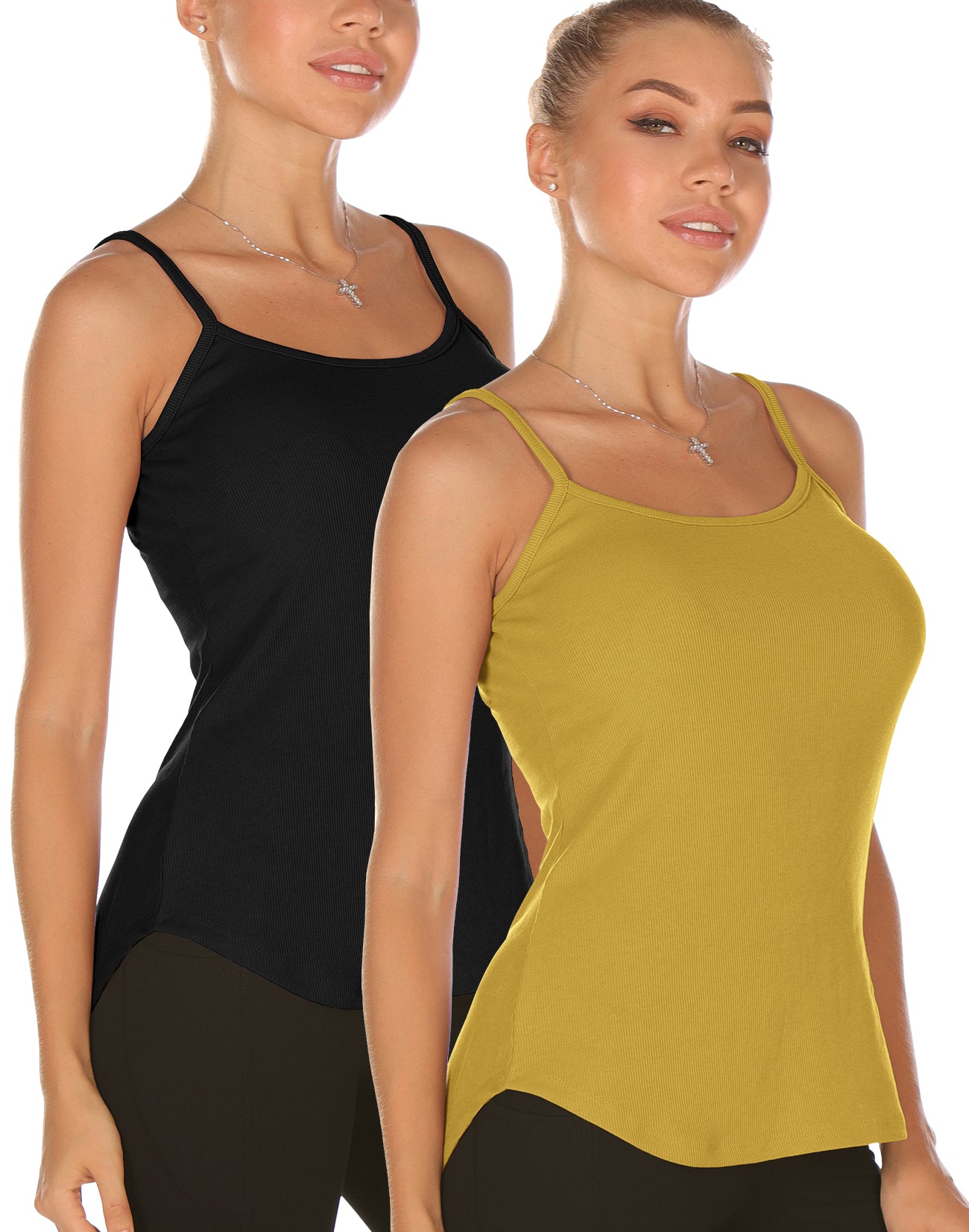 icyzone Undershirts Tank Tops for Women - Spaghetti Adjustable Strap Cami  Tops(Pack of 2)