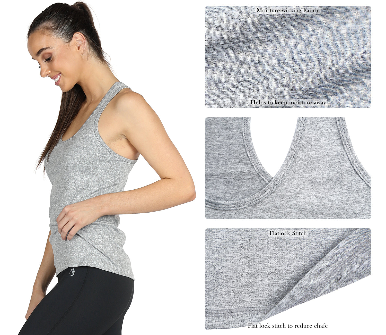 Xersion Womens XS Gray Heathered Activewear Racerback Tank Top